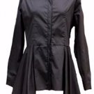 NEW black cotton long pleated shirt asymmetrical-14 victorian steampunk gothic
