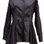 NEW black cotton long pleated shirt asymmetrical-14 victorian steampunk gothic