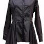 NEW black cotton long pleated shirt asymmetrical-14 victorian steampunk gothic