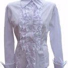 NEW WHITE RUFFLE COTTON BLOUSE SHIRT-14 16 victorian steampunk pirate lolita