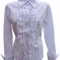 NEW WHITE RUFFLE COTTON BLOUSE SHIRT-14 16 victorian steampunk pirate lolita