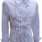 NEW WHITE RUFFLE COTTON BLOUSE SHIRT-14 16 victorian steampunk pirate lolita