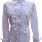 NEW WHITE RUFFLE COTTON BLOUSE SHIRT-14 16 victorian steampunk pirate lolita