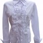 NEW WHITE RUFFLE COTTON BLOUSE SHIRT-14 16 victorian steampunk pirate lolita