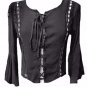 NEW BLACK LACED CORSET BLOUSE SHIRT TUNIC10-12  victorian STEAMPUNK gothic wicca