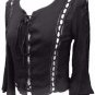 NEW BLACK LACED CORSET BLOUSE SHIRT TUNIC10-12  victorian STEAMPUNK gothic wicca