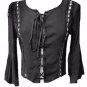 NEW BLACK LACED CORSET BLOUSE SHIRT TUNIC10-12  victorian STEAMPUNK gothic wicca