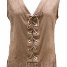 MORGAN suede look tassel waistcoat tunic blouse-12 rock boho hippy festival 60's