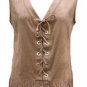 MORGAN suede look tassel waistcoat tunic blouse-12 rock boho hippy festival 60's