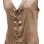 MORGAN suede look tassel waistcoat tunic blouse-12 rock boho hippy festival 60's