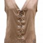 MORGAN suede look tassel waistcoat tunic blouse-12 rock boho hippy festival 60's