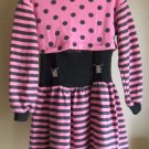 Amy Too! Byer California Girls Polka Dot Striped Pink Black Suspender Dress sz 7