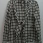 Lauren Jeans by Ralph Lauren Ruffle Collar Crosshatch Beige Gray w/ Scarf Tie L