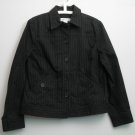 Jones New York Sport Blazer Jacket Large Black w/ Tan Stitching 2 Pockets Button
