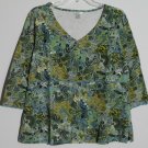 Christopher & Banks Womens XL Pullover Top V-Neck Empire Waist Exposed Stitching