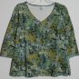 Christopher & Banks Womens XL Pullover Top V-Neck Empire Waist Exposed Stitching