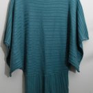 Two One Two 2-1-2 New York Teal Dolman Batwing Knit Sweater Pullover Top Small