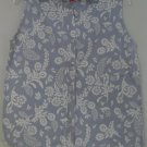Liz & Co. Blue White Floral Pattern Sleeveless Top Button Front Size Medium