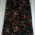 Sag Harbor Petite Size 14 Black w/ Multi Color Floral Print 100% Rayon Skirt
