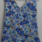 Covington L 14/16 Blue Brown Flower Twisted Front Crossover Back Halter Tank Top