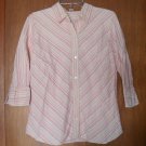 Old Navy Easy Fit Linen Cotton Misses Large Pink Shades Princess Seams Stripes
