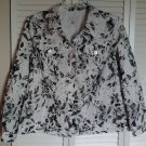 JM Collection 18W 18 Woman Floral Black White Eyelet Jean Style Pocket Jacket