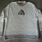 Shenandoah Cable Knit Off White w/ Gray Red Sweater Embroidered Cardinal Bird XL
