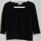 Merona XL Black 3/4 Sleeve Rayon Lycra Blouse Knit Top Center Pleat