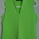 Willi Smith Neon Green M Medium Rayon Spandex Sleeveless Tank Top Knit V-Neck