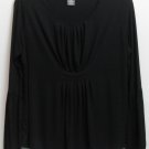 George ME Mark Eisen XL Black Knit Top Rayon Spandex Long Sleeve Blouse
