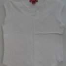 So Real So Right XL Juniors Cap Sleeve White Top Split Dip Neck Cotton/Spand