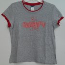 Disney Snow White's Grumpy Character Juniors XL Short Sleeve Red Gray Orange Top