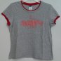 Disney Snow White's Grumpy Character Juniors XL Short Sleeve Red Gray Orange Top