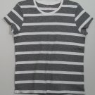Sonoma Life + Style Black & White Horizontal Stripe Short Sleeve 100% Cotton Top