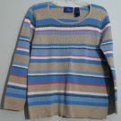 J.H. Collectibles Woman Women Plus 1X Horizontal Striped Cotton Pullover Sweater
