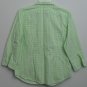 Chaps Large Green & White Gingham Checkered Plaid No Button Slit Cuff Blouse Top