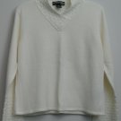 Norton McNaughton Petites PL Off-White Cream Crocheted Bell Sleeves & High Neck