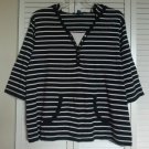 Karen Scott Sport Hoodie 2X Snap V-Neck Front w/ White Inset Kangaroo Pocket