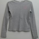 Aqua Vertical Ribbed Gray Cotton Knit Top Pink Studded Monogram " B " S / M
