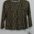 NWT Coolwear USA Juniors L Large Olive Swirl Long Sleeve Shirt Blouse Colorful