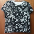 Croft & Barrow Misses Petite Large Pima Cotton Black & White Flower Print Top