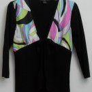 August Silk Knits Open Cardigan Tie to Close Black Pink Green Blue Purple Large