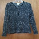 St. John's Bay Misses M Velvet Trim Snapdown 7" Weave Black & Gray Thermal Weave