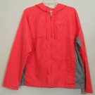Studio Works Pink/Red Coral Zipper Front WindBreaker Hooded Jacket 2 Pockets