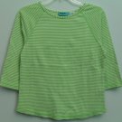 Onque Casuals Womens Medium Striped Green / White 3/4 Sleeve Pullover Knit Top