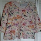 Orvis XL 100% Cotton Crewneck Pullover Knit Tee Paisley Floral Multi Colored Top