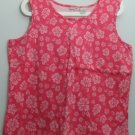 Cherokee XL 100% Cotton Floral Pattern Pink White Flowers Sleeveless Tank Top