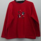 C&B Sport Petite Croft & Barrow Red Christmas Winter Sweater Top Penguins Skiing