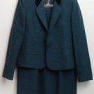 Evan-Picone Blue Green Black Houndstootth Velvet Collar 2 Piece Jacket Skirt 10