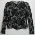 Evolution not Revolution Black Floral Pattern Scalloped Edges Lace Trim Neckline
